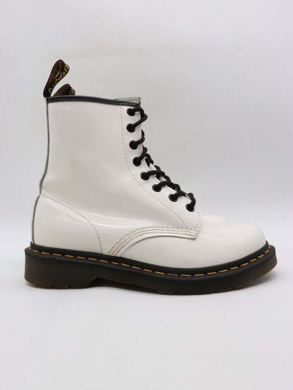 Doc Dr. Martens 1460 Women's US Size 8 Patent Leather White Lace Up Boots 11821
